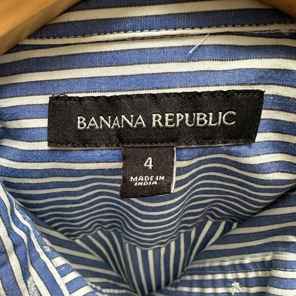 Banana Republic Navy Striped Long Sleeve Shirt Dress - Picture 4 of 5